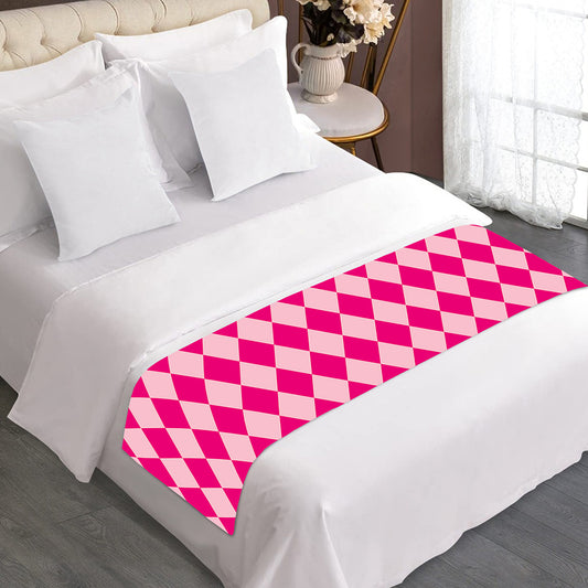 Pink Harlequin Pattern Print Bed Runner