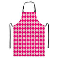 Pink Harlequin Pattern Print Bib Apron With Pocket