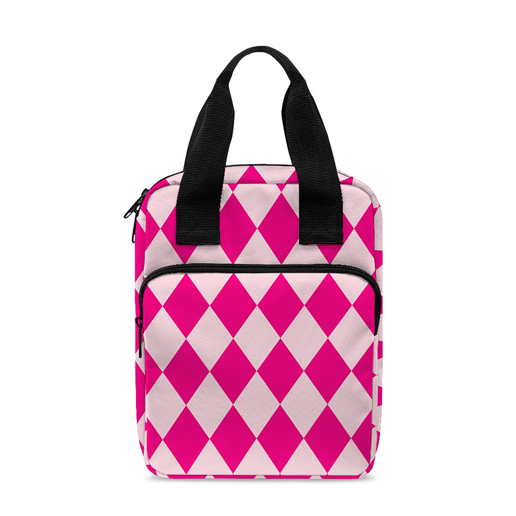Pink Harlequin Pattern Print Bible Tote Bag