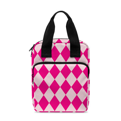 Pink Harlequin Pattern Print Bible Tote Bag