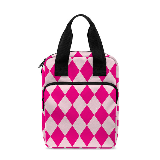 Pink Harlequin Pattern Print Bible Tote Bag