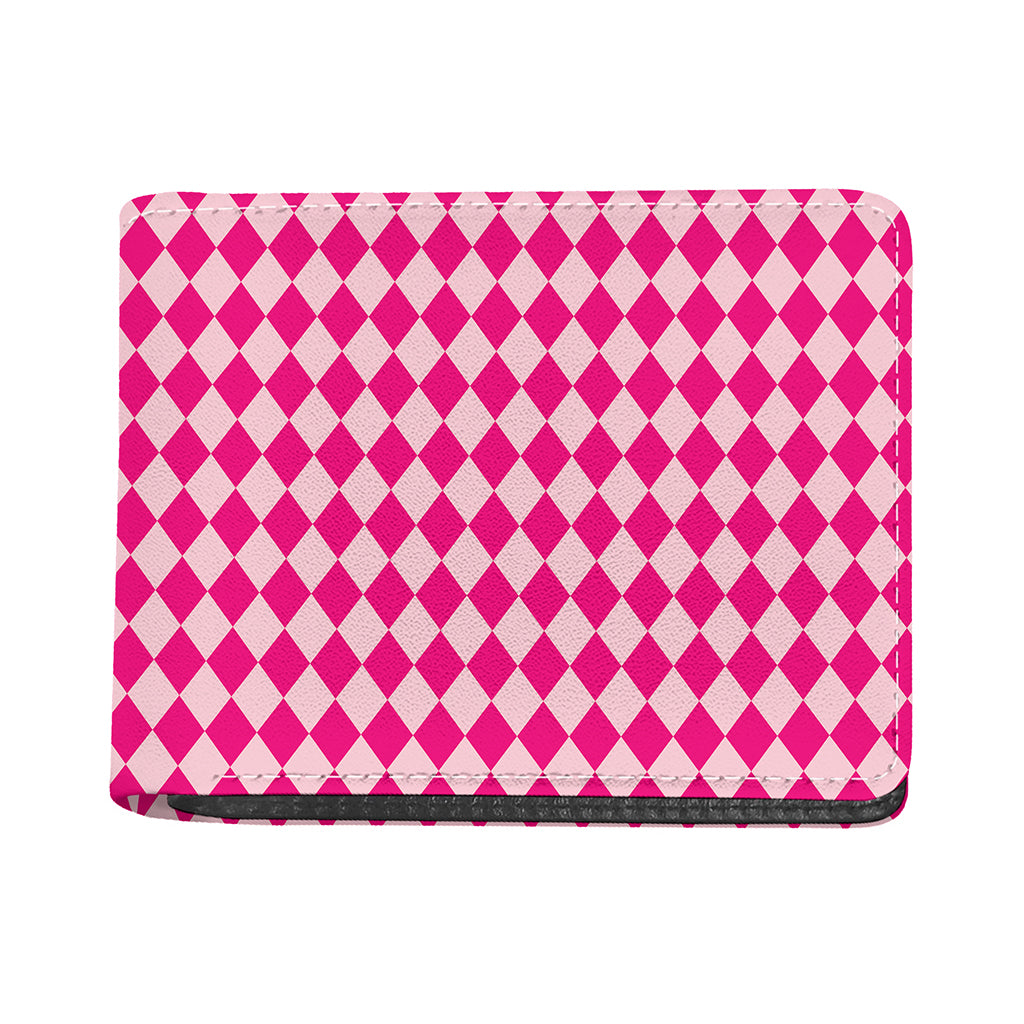 Pink Harlequin Pattern Print Bifold Wallet