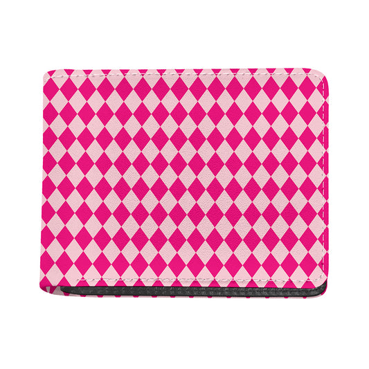 Pink Harlequin Pattern Print Bifold Wallet