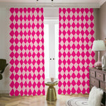 Pink Harlequin Pattern Print Blackout Pencil Pleat Curtains