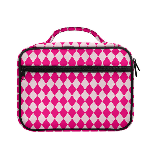 Pink Harlequin Pattern Print Briefcase Bible Bag