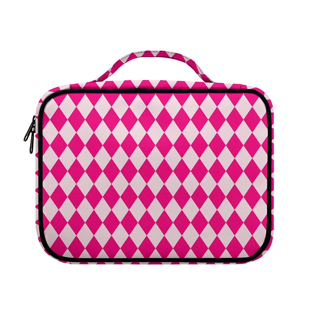 Pink Harlequin Pattern Print Briefcase Bible Bag