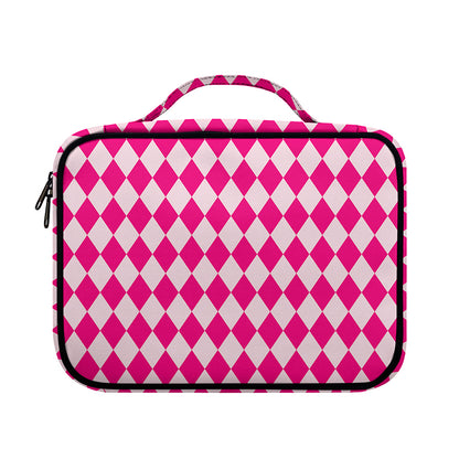 Pink Harlequin Pattern Print Briefcase Bible Bag