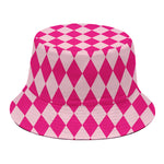 Pink Harlequin Pattern Print Bucket Hat