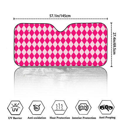 Pink Harlequin Pattern Print Car Windshield Sun Shade
