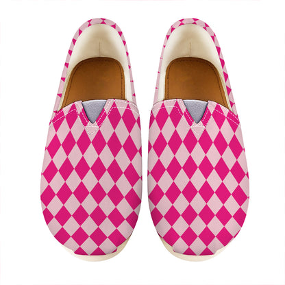 Pink Harlequin Pattern Print Casual Shoes