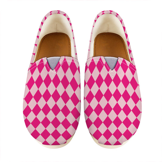 Pink Harlequin Pattern Print Casual Shoes