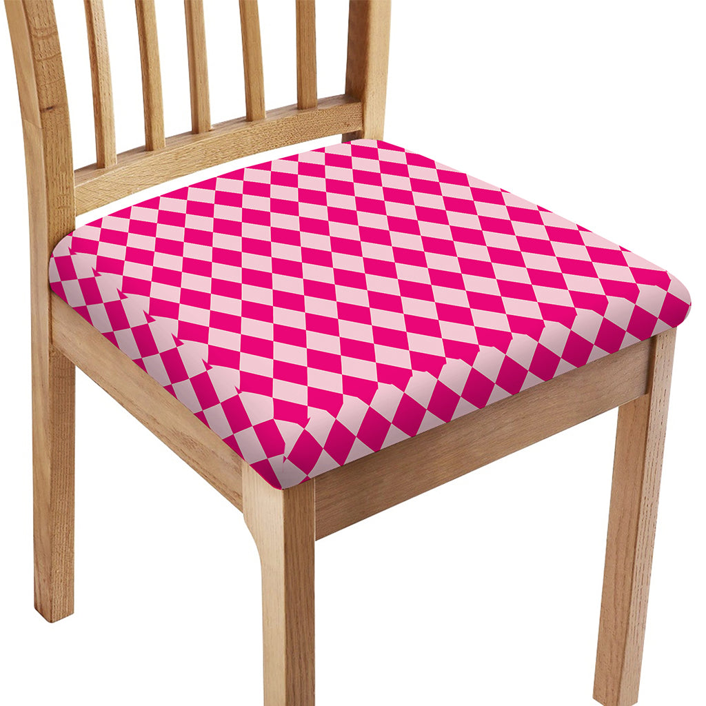 Pink Harlequin Pattern Print Chair Cushion Cover