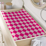Pink Harlequin Pattern Print Changing Pad Cover