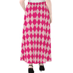 Pink Harlequin Pattern Print Chiffon Maxi Skirt