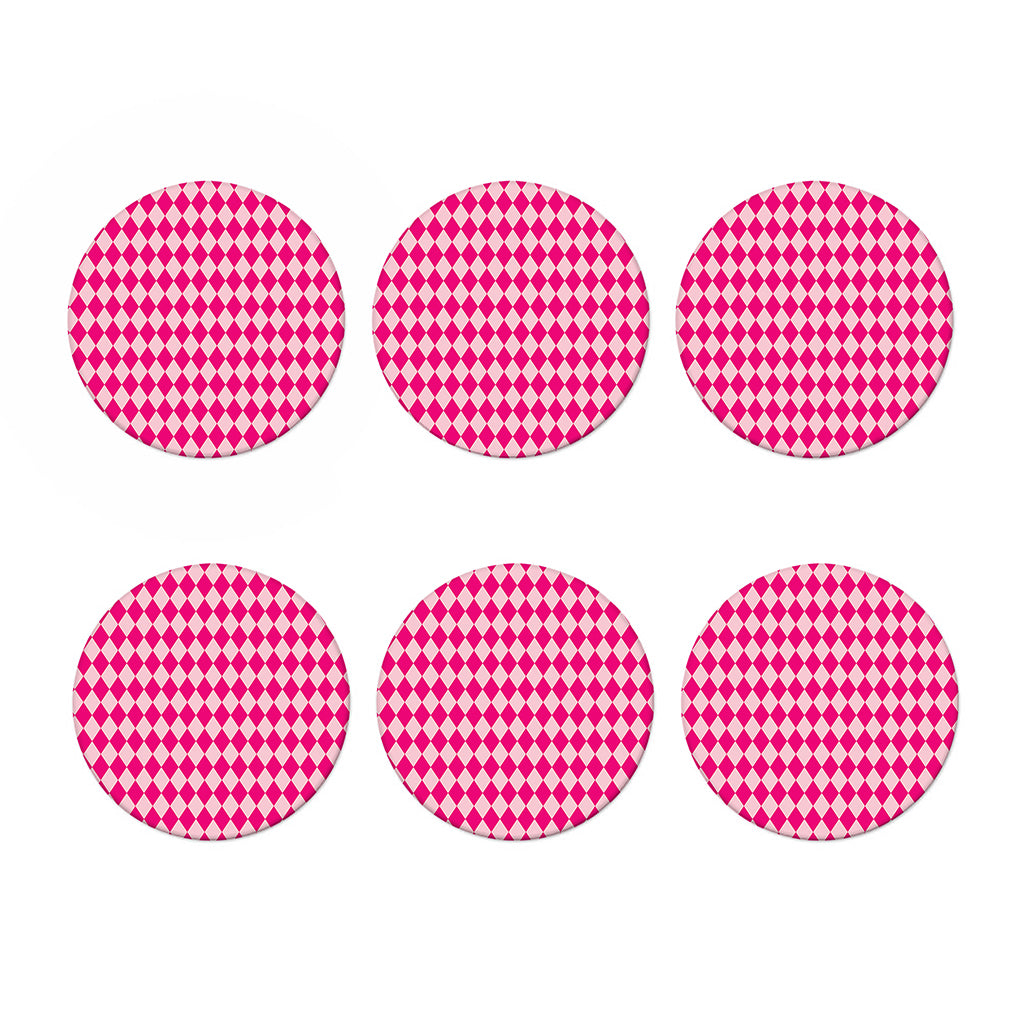 Pink Harlequin Pattern Print Coaster Set