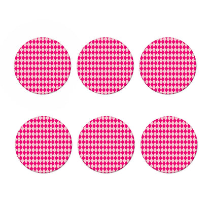 Pink Harlequin Pattern Print Coaster Set