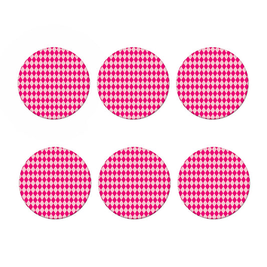 Pink Harlequin Pattern Print Coaster Set
