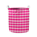 Pink Harlequin Pattern Print Collapsible Laundry Basket
