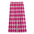 Pink Harlequin Pattern Print Cotton Front Slit Maxi Skirt