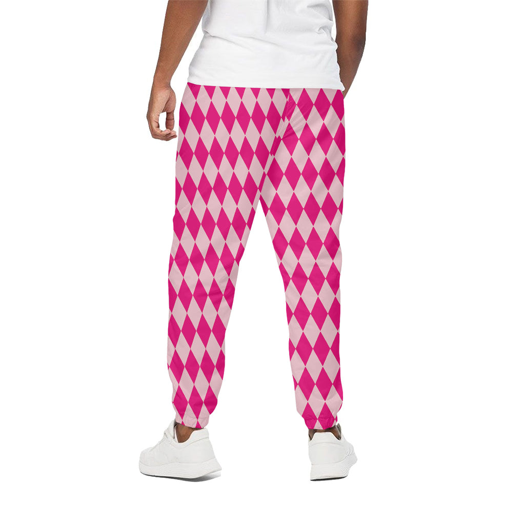 Pink Harlequin Pattern Print Cotton Pants
