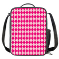 Pink Harlequin Pattern Print Crossbody Lunch Bag