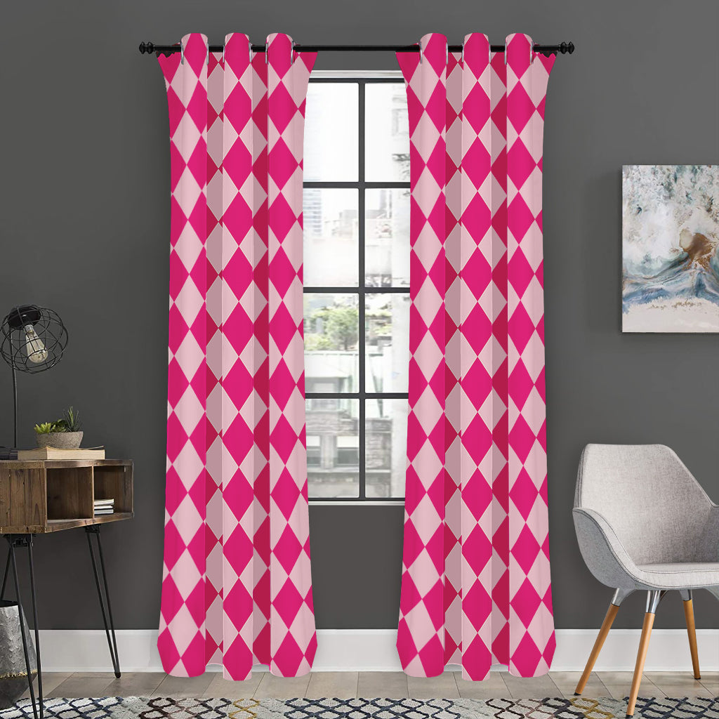 Pink Harlequin Pattern Print Curtain