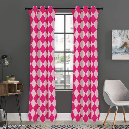 Pink Harlequin Pattern Print Curtain
