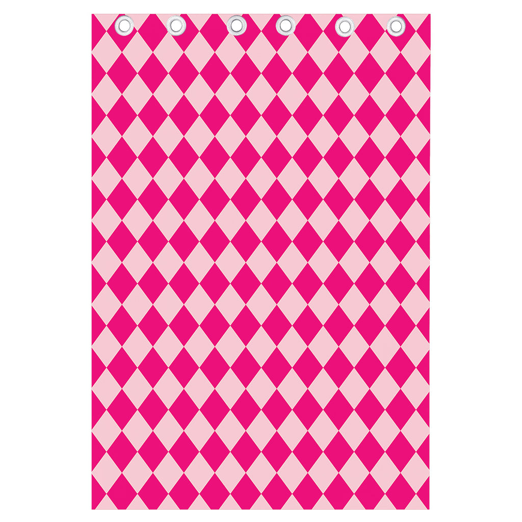 Pink Harlequin Pattern Print Curtain
