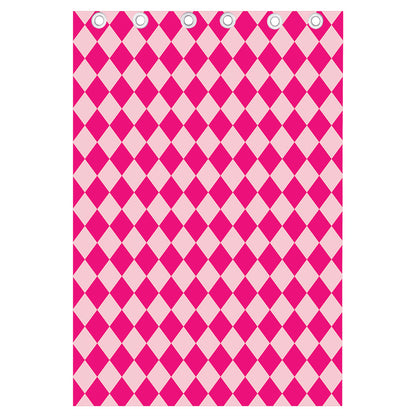 Pink Harlequin Pattern Print Curtain