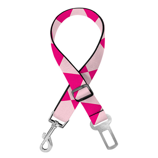 Pink Harlequin Pattern Print Dog Seat Belt