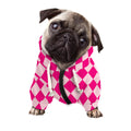 Pink Harlequin Pattern Print Dog Zip Up Hoodie