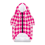 Pink Harlequin Pattern Print Dog Zip Up Hoodie