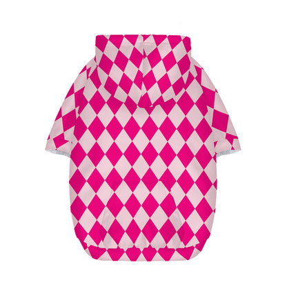 Pink Harlequin Pattern Print Dog Zip Up Hoodie