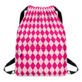 Pink Harlequin Pattern Print Drawstring Backpack