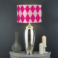 Pink Harlequin Pattern Print Drum Lamp Shade