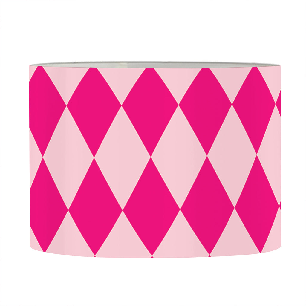 Pink Harlequin Pattern Print Drum Lamp Shade
