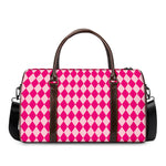 Pink Harlequin Pattern Print Duffle Bag