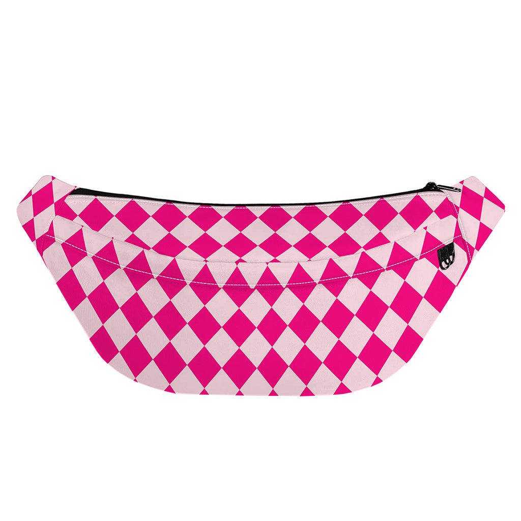 Pink Harlequin Pattern Print Fanny Pack