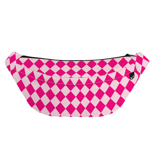 Pink Harlequin Pattern Print Fanny Pack