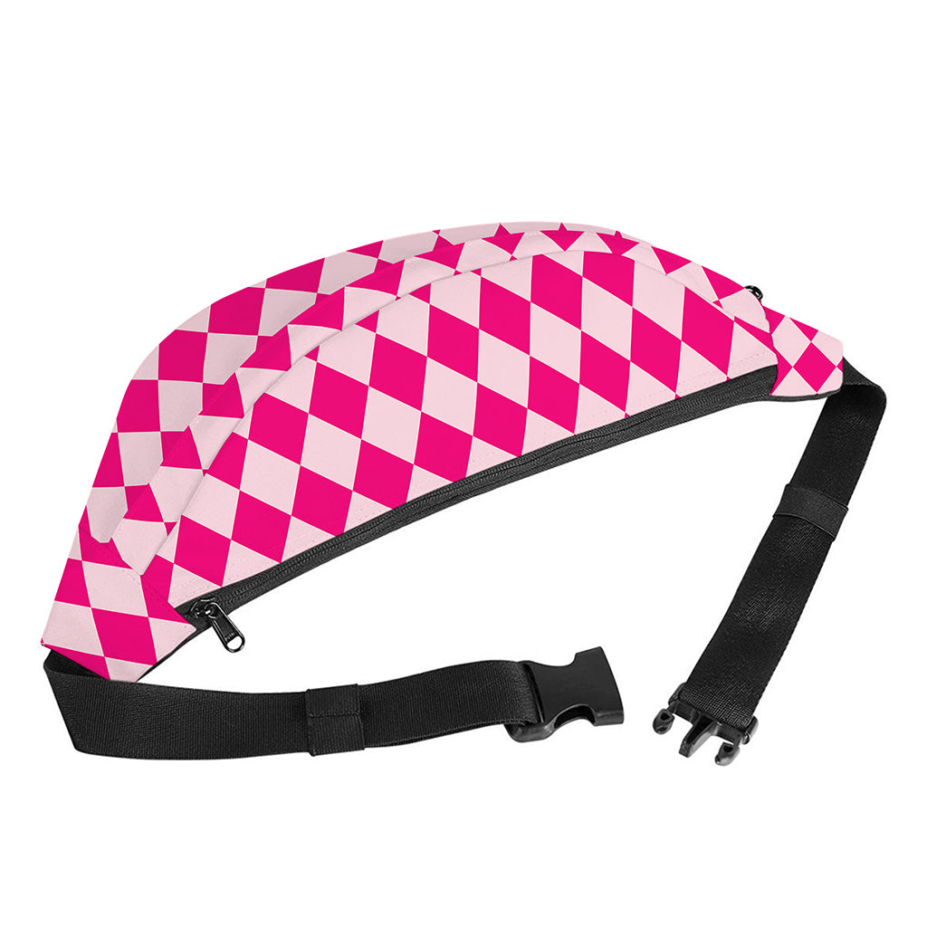 Pink Harlequin Pattern Print Fanny Pack