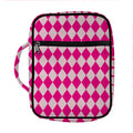 Pink Harlequin Pattern Print Front Pocket Bible Bag