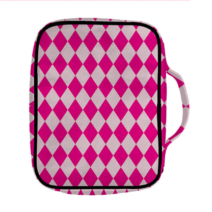 Pink Harlequin Pattern Print Front Pocket Bible Bag