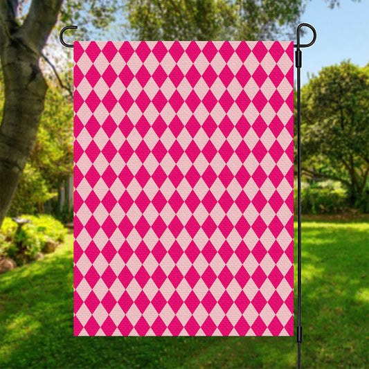 Pink Harlequin Pattern Print Garden Flag