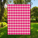 Pink Harlequin Pattern Print Garden Flag