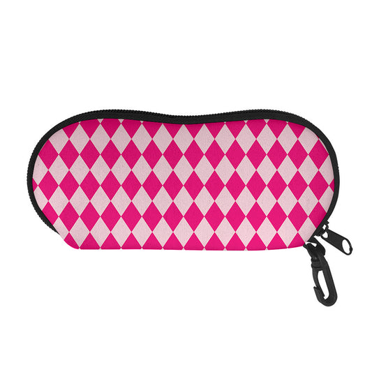 Pink Harlequin Pattern Print Glasses Case