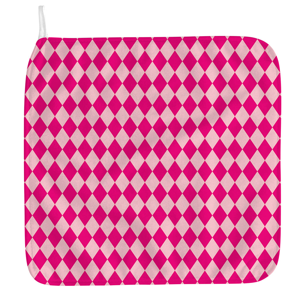 Pink Harlequin Pattern Print Hand Towel