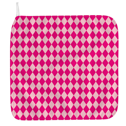 Pink Harlequin Pattern Print Hand Towel