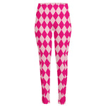 Pink Harlequin Pattern Print High-Waisted Pocket Leggings