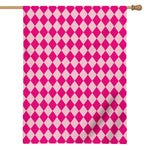 Pink Harlequin Pattern Print House Flag