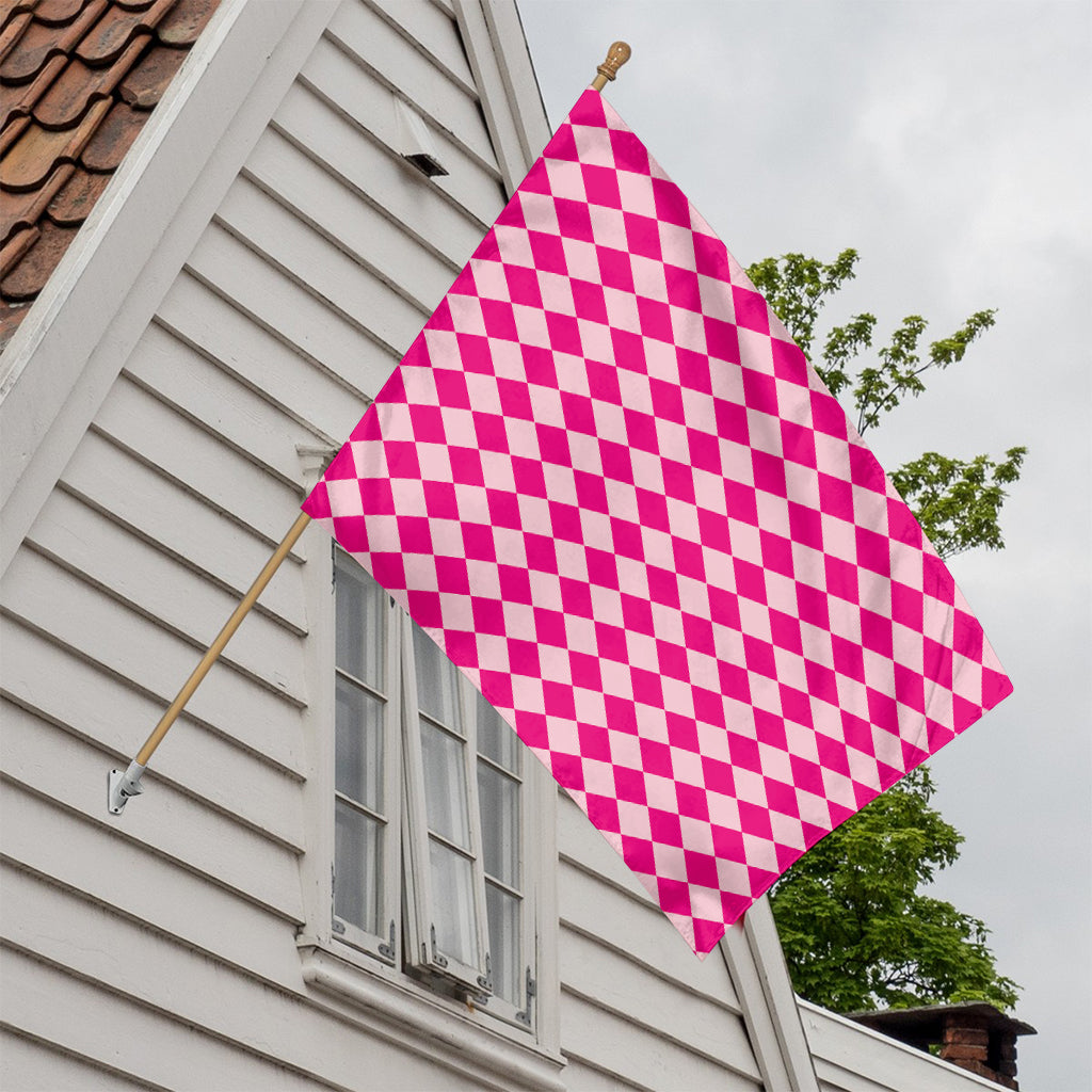 Pink Harlequin Pattern Print House Flag